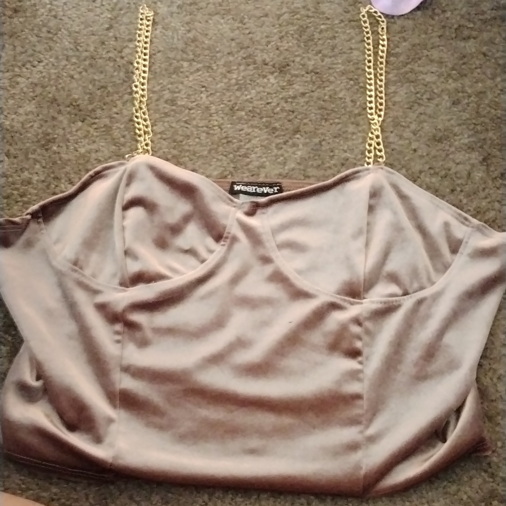 Brown Velvet Cropped Top
